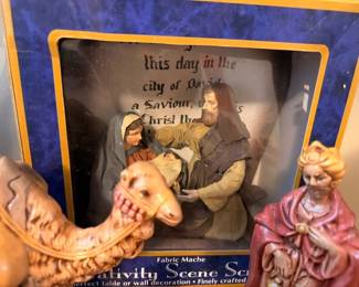 Fabric mache nativity scene set in original box