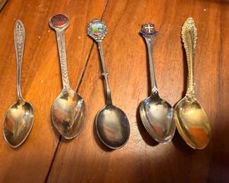 Collection of five vintage souvenir spoons