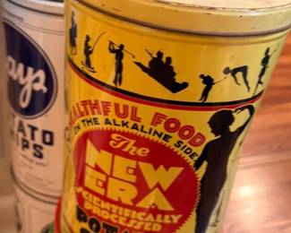 Vintage New Era potato chip advertising tin