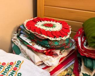 Christmas crochet doilies and table linens