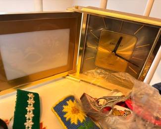 Brass desk clock with photo frame
