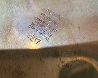 Alvin Sterling weighted maker's mark close-up