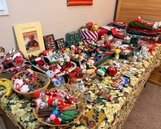 Extensive Christmas ornaments and holiday decoration collection