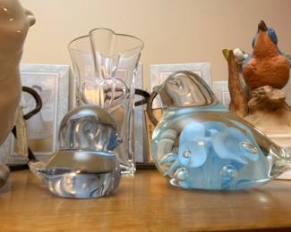 Art glass animal sculptures and paperweights