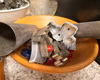 Vintage tin cookie cutters and kitchen primitives