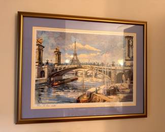 Framed Paris Eiffel Tower scenic art print