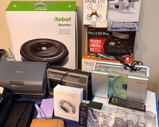 iRobot Roomba, drone, and electronics
