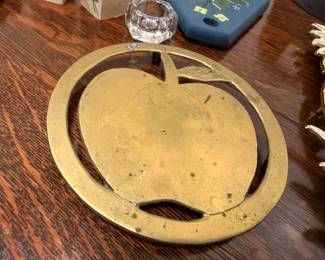 Vintage brass apple-shaped trivet