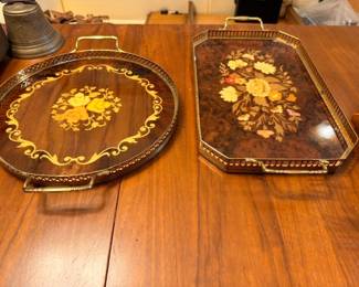 Italian Sorrento marquetry inlaid serving trays
