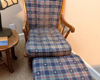 Wooden glider rocker with ottoman