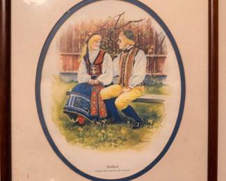 Framed Scandinavian folk costume art print