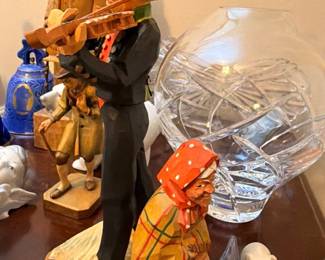 Hand-carved European folk art musician figurines