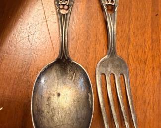 Vintage sterling silver baby spoon and fork set