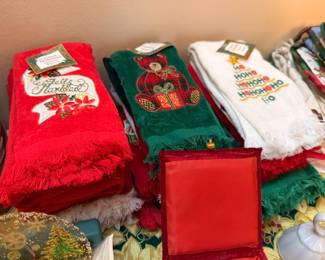 Christmas embroidered hand towels and linens