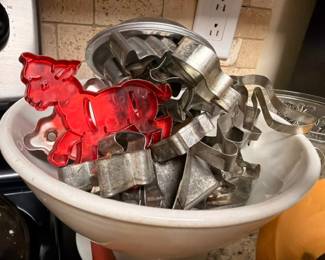 Bowl of vintage cookie cutters collection