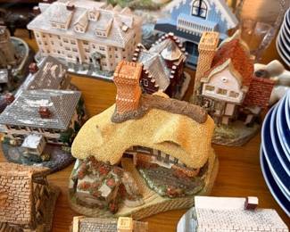 Christmas village miniature houses, Tudor cottages and lighthouses