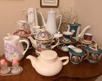 Antique teapots and decorative tea set collection