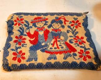 Vintage Scandinavian woven folk art pillow