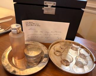 Sterling silver napkin rings, trays, and accessories