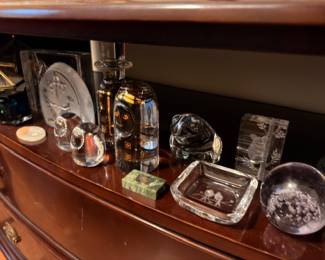 Crystal paperweights and decorative glass collection