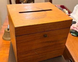Antique wooden ballot or coin box with slot