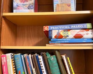 Cookbook collection on shelf