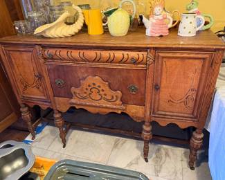 Buffet, antique buffet table, side table, pitchers