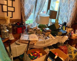 Lamp, lamps, reel to reel, golf clubs, vintage newspapers