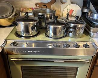 Assortment of pots, pans and kitchen appliances