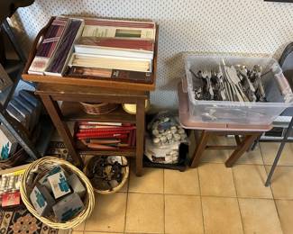 Assortment of candles and silverware