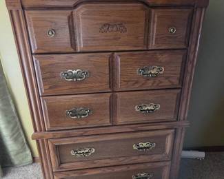Oak Armoire Matching Chest of Drawers Set
