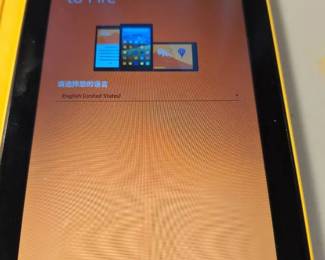 Amazon Fire Tablet Model SR043KL Factory Reset with Charging Cable and yellow case