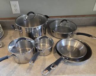 KitchenAid Stainless Steel Cookware Set Pots, Pans Lids