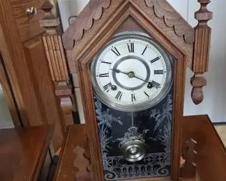 Vintage Style Wooden Mantel Clock with Key Pendulum Movement