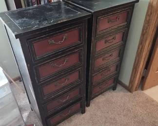 Pair of Decorative 5Drawer Accent Cabinets Nightstands