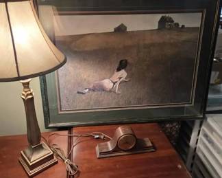 Artwork in the style of Andrew Wyeth Christinas world print, Lamp, And Clock