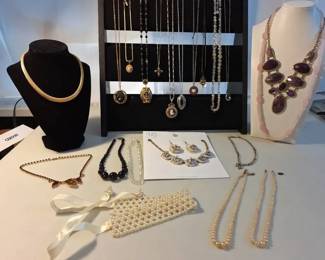 Assorted Costume Jewelry Lot with Necklaces Earrings
