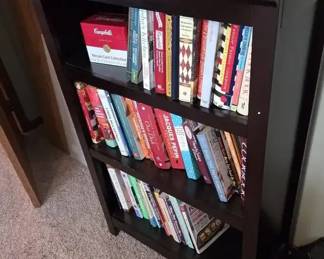 Wood Bookcase with Cookbooks Recipe Books