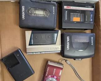 Lot of Vintage Sony Walkman Cassette Players, Panasonic Unit Sony Cybershot Camera