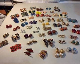 Large Lot of ClipOn Earrings Assorted Styles Colors