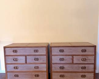 Baker Furniture Dressers from the"Far East" Collection, by Michael Taylor in the 1960s. Dressers each measure 36" x 32 1/4" x 19".