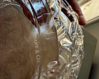 Tiffany & Co crystal bowl with a beautiful sculptural design, heavy and substantial, in excellent condition.