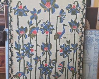 Batik Wall Hanging with Floral and Crane Motif