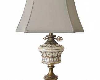 Vintage Capodimonte Porcelain and Brass Urn Table Lamp