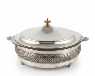 SilverPlated Glass Casserole Dish with Lid