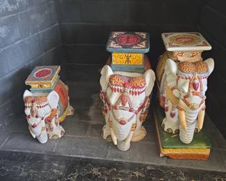 Vintage Ceramic Elephant Garden Stools second image