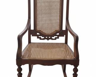 Antique Eastlake Style Cane Back Rocking Chair