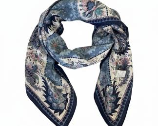 Liberty London Peacock Garden Silk Twill Scarf