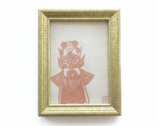 Framed Chinese Paper Cutout of a Peking Opera Figure
