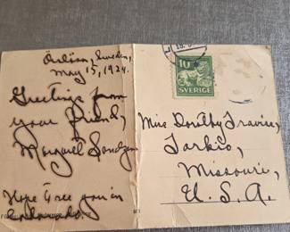 Swedish Postcard with Handwritten Message